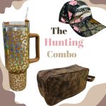 The lady hunting combo includes 40oz dupe tumbler, lady cap, bathroom accessories bag